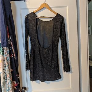 Lace backless mini dress